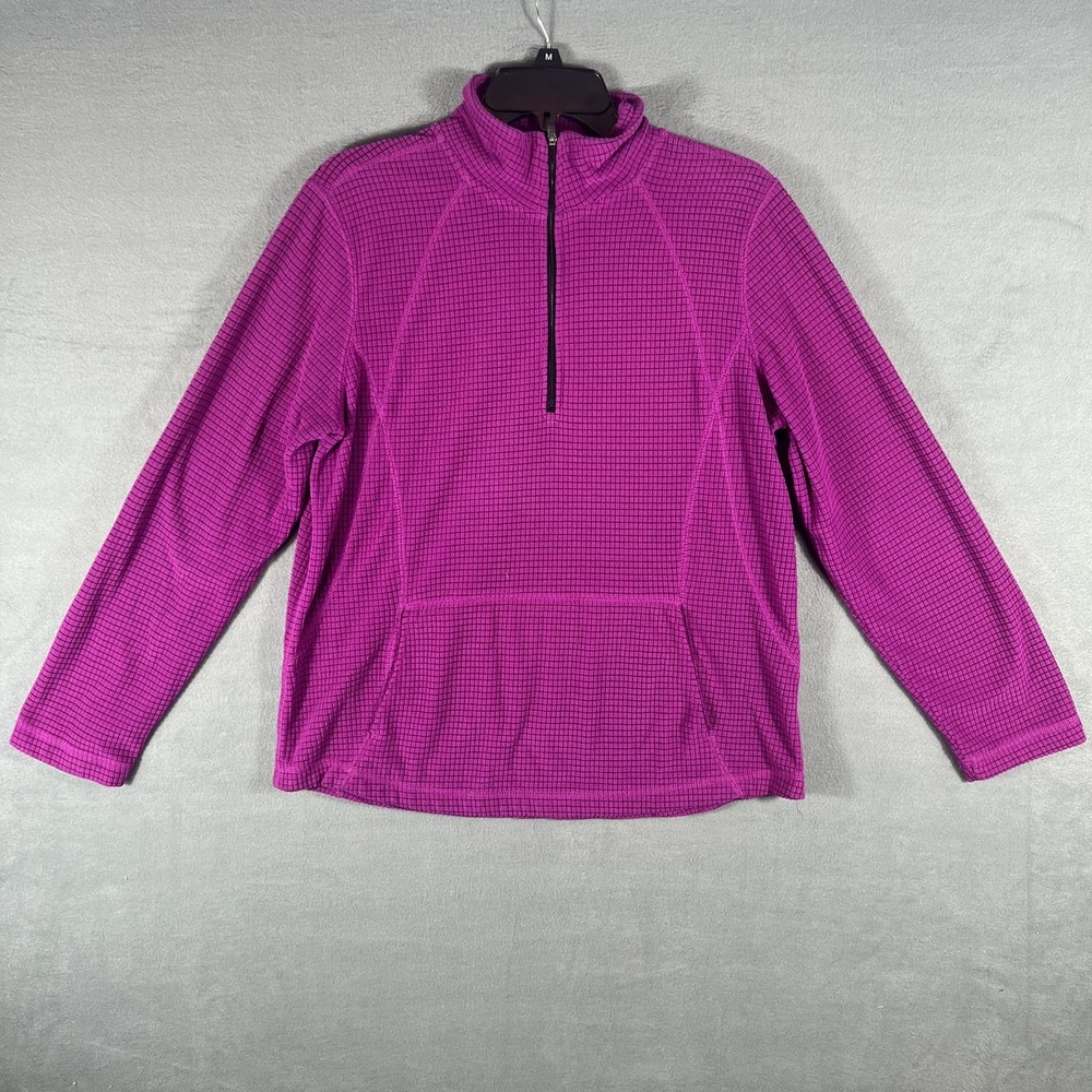 Tek Gear Women's Activewear Fleece Pullover Top Quarter Zip Grid Magenta Size L